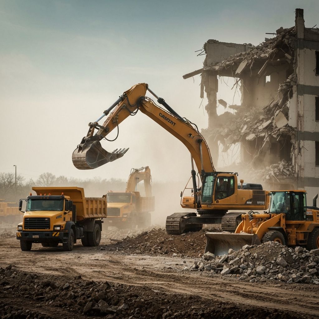 Professional demolition work in progress